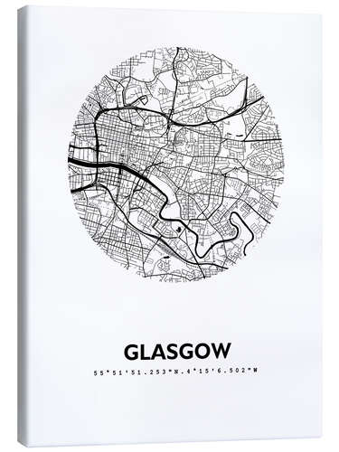 Canvas print City map Glasgow