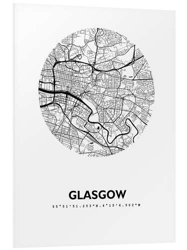 Print på skumplade City map Glasgow