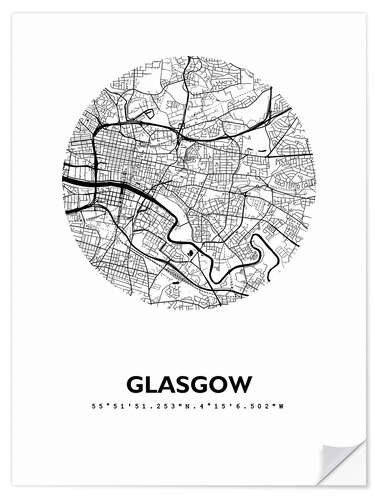 Självhäftande poster City map Glasgow