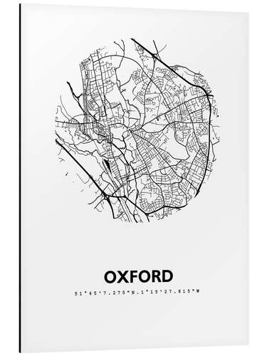 Quadro em alumínio Mapa da cidade de Oxford