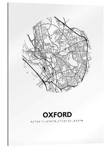 Quadro em plexi-alumínio Mapa da cidade de Oxford