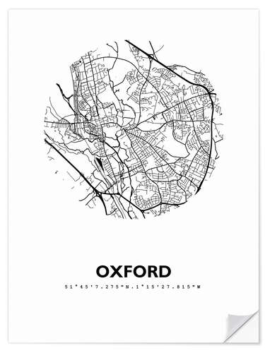 Vinilo para la pared Mapa de la ciudad de Oxford