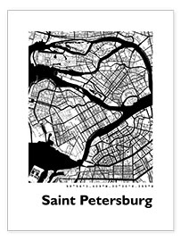 Poster Karte von Sankt Petersburg
