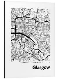 Tableau en aluminium Plan de la ville de Glasgow