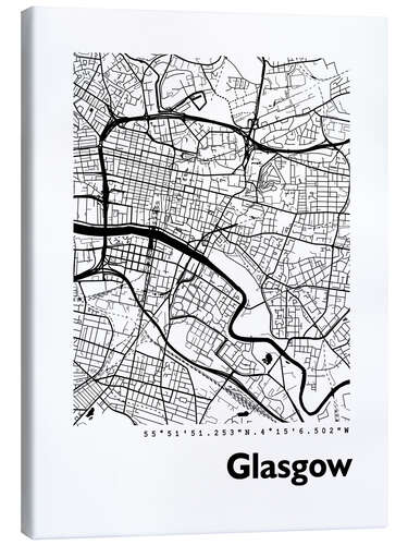 Canvas print Map Glasgow