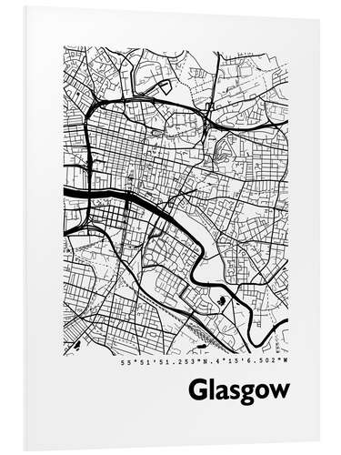 Foam board print Map Glasgow