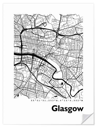 Sticker mural Plan de la ville de Glasgow