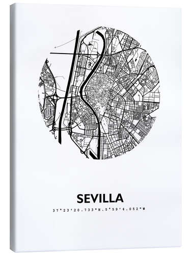 Quadro em tela Mapa de Sevilha