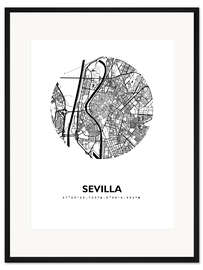 Gerahmter Kunstdruck Karte von Sevilla