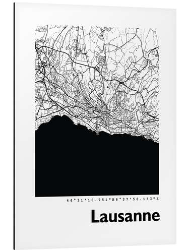 Tableau en aluminium Plan de la ville de Lausanne