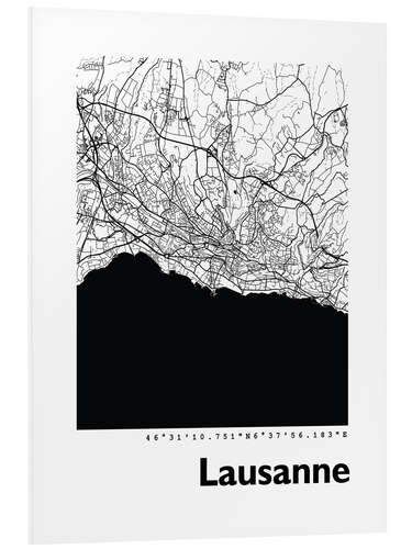 Foam board print Map of Lausanne