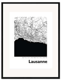 Impressão artística com moldura Mapa de Lausanne