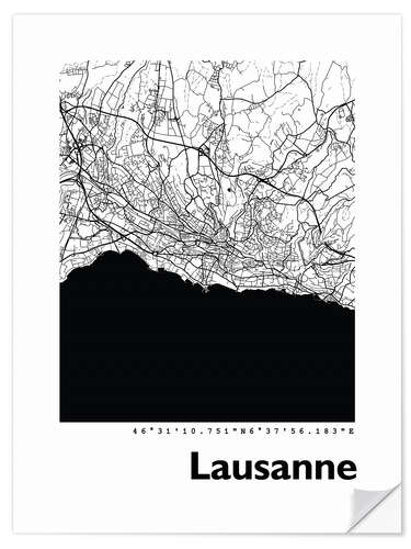 Naklejka na ścianę Map of Lausanne