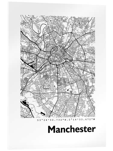 Acrylglasbild Stadtplan von Manchester