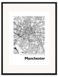 Gerahmter Kunstdruck Stadtplan von Manchester