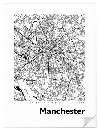 Autocolante decorativo Mapa de Manchester