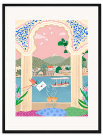 Gerahmter Kunstdruck Ausblick auf Udaiur, Indien