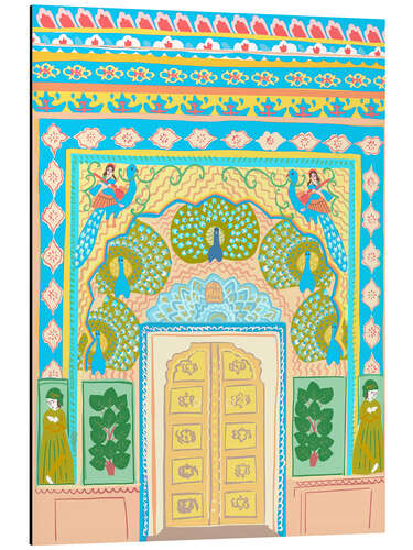 Tableau en aluminium Peacock Gate au Palais de la ville de Jaipur