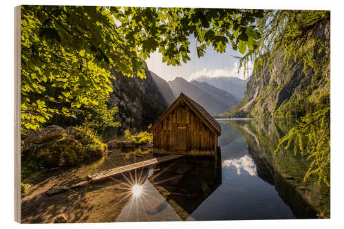 Wood print Idyll at the mountain lake