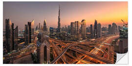 Adesivo murale Dubai - tramonto sullo skyline