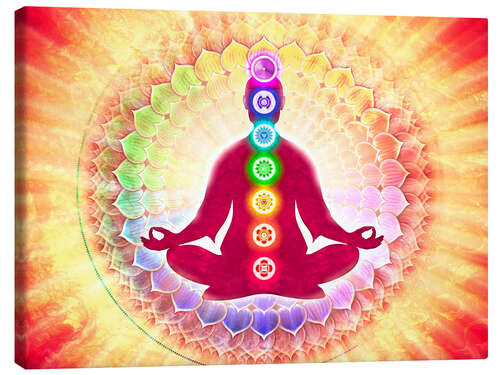 Lerretsbilde In meditation with chakras - harmonizing energy