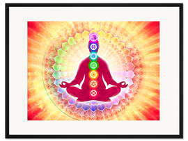 Gerahmter Kunstdruck In Meditation mit Chakren - Harmonisierende Energie