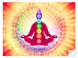 Wandsticker In Meditation mit Chakren - Harmonisierende Energie