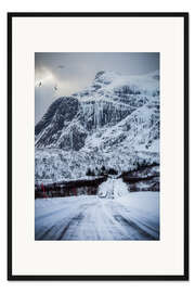 Gerahmter Kunstdruck Straße auf den Lofoten, Norwegen