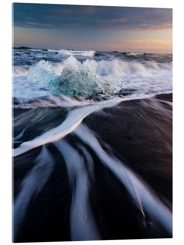 Acrylglasbild Eis am Strand von Jökulsárlón, Island