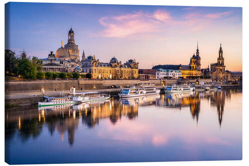 Canvas print Dresden skyline at sunset