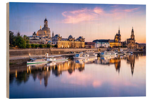 Stampa su legno Lo skyline di Dresda al tramonto