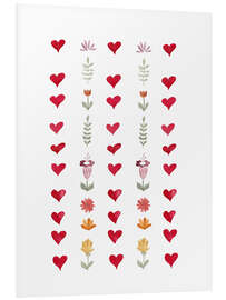 Foam board print Flowers and hearts