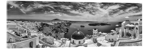 Acrylglasbild Santorini Panorama schwarz-weiß