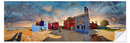 Selvklebende plakat Burano at sunset