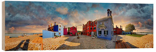 Wood print Burano at sunset