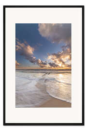 Gerahmter Kunstdruck Sonnenuntergang am Meer