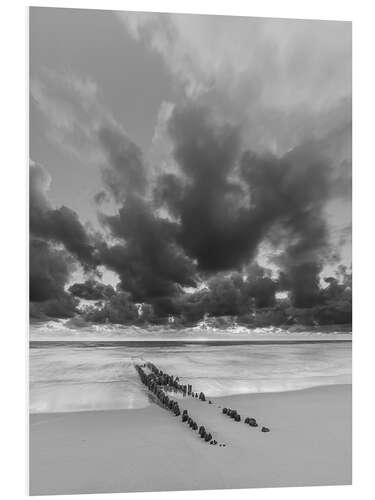 PVC-taulu Groyne with clouds, black and white