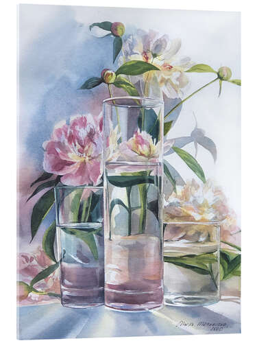 Akrylbillede Pink peonies in the glass