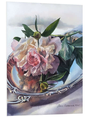 Foam board print Still life with a peony