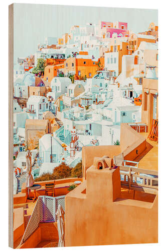 Quadro de madeira Feriados em santorini