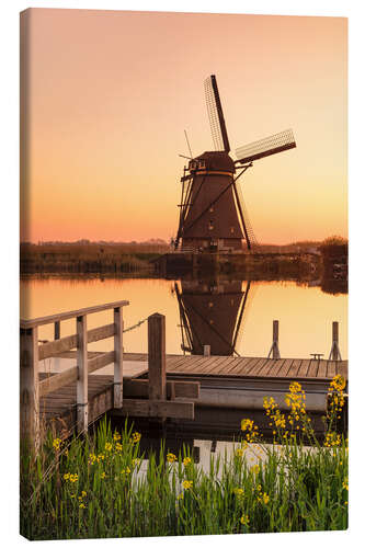 Lerretsbilde Windmill at sunrise, Holland