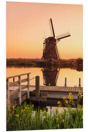 Foam board print Windmill at sunrise, Holland