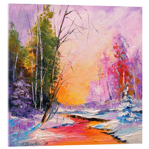 Acrylic print Bright winter sunset