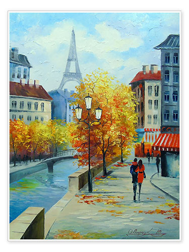 Poster Herbst in den Straßen von Paris