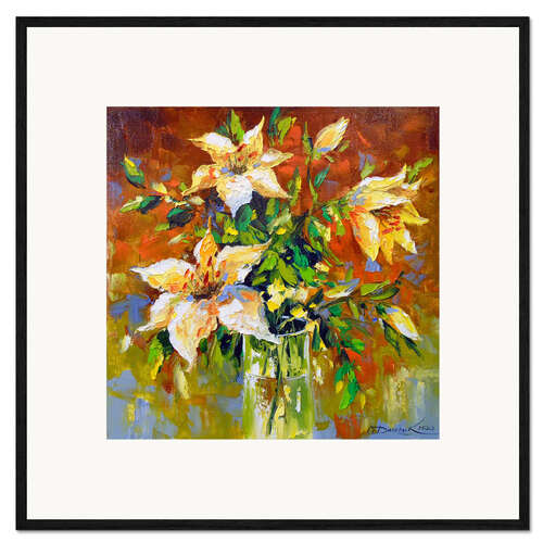 Impression artistique encadrée Bouquet de lys
