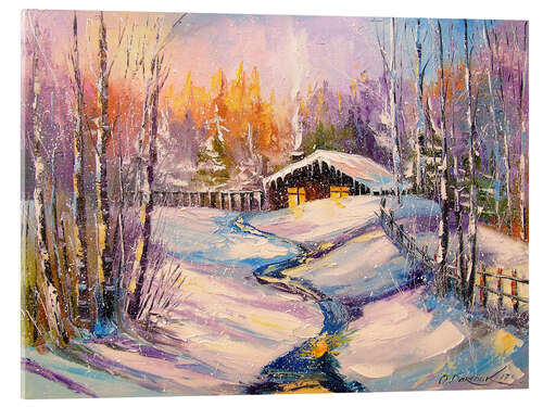 Quadro em acrílico Manhã de inverno na floresta