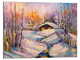 Quadro em alumínio Manhã de inverno na floresta