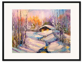 Gerahmter Kunstdruck Wintermorgen im Wald