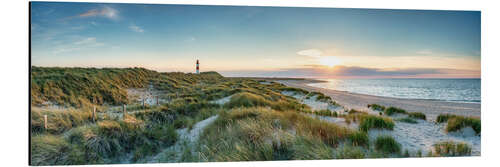 Cuadro de aluminio Puesta de sol en la playa del Mar del Norte en Sylt