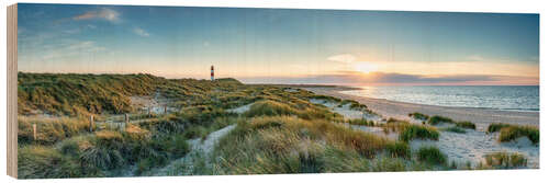 Wood print Sunset on the North Sea beach on Sylt